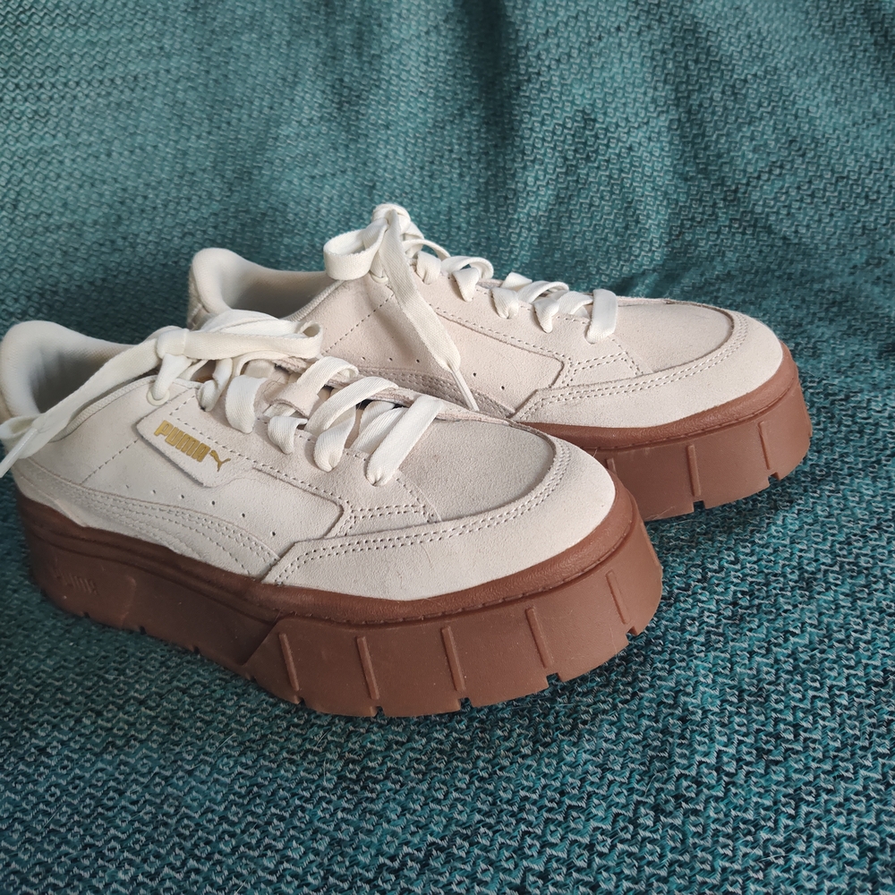 Puma Women's Cream Suede Platform Sneakers
